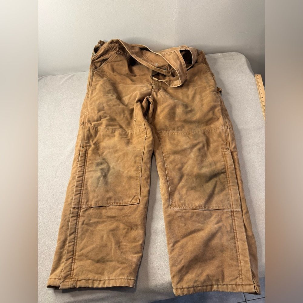 MENS 45 x 30 - Vtg Carhartt R27Sandstone Arctic Quilted Lined Overall Bib